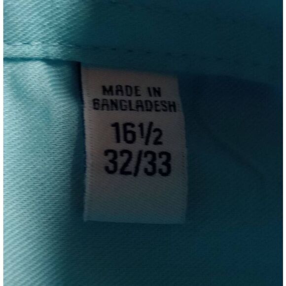 IZOD Mens 16.5 Button Down Long Sleeve Dress Shirt - Light Blue - Picture 7 of 9